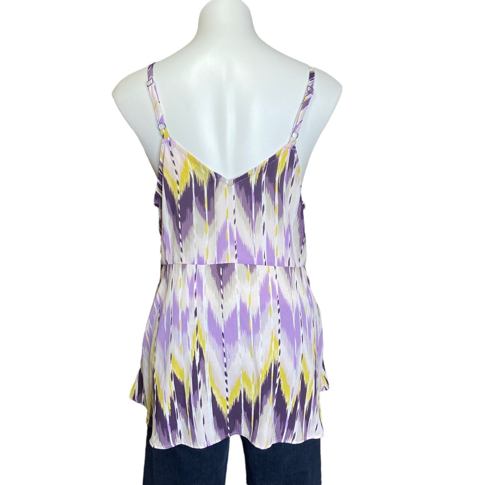 TORRID Peplum Tank Top Georgette Tie Front Cami Abstract Size 00 - Picture 6 of 13